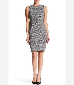 Calvin Klein Abstract Print Sleeveless Dress Size 4 Black White